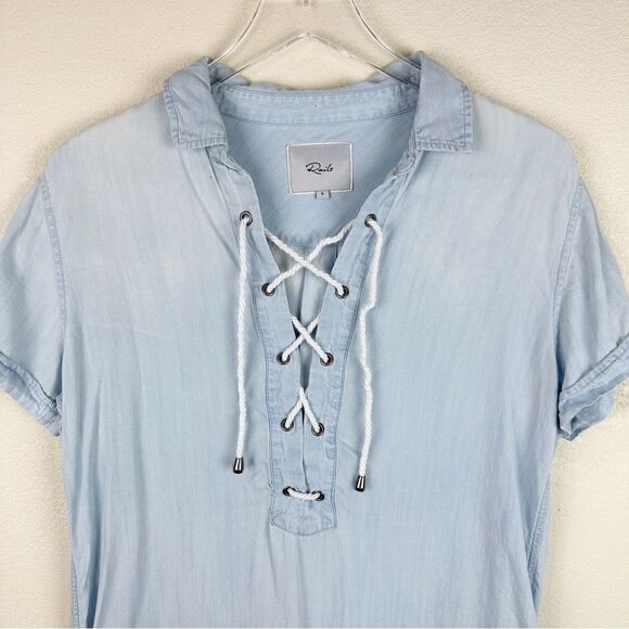 Rails Chambrey Rocky Shift Mini Lace Up Summer Dress Short Sleeved Small - Picture 3 of 9